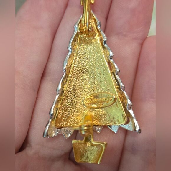 🎄🛍❤️ VINTAGE DANECRAFT Gold and Silver Christmas Tree Brooch - Picture 5 of 6